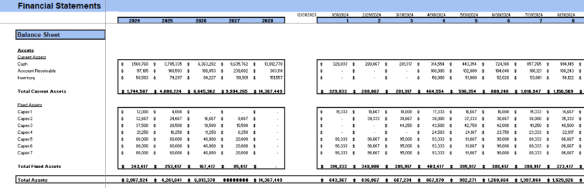 Excel Financial Model Template - Balance Sheet