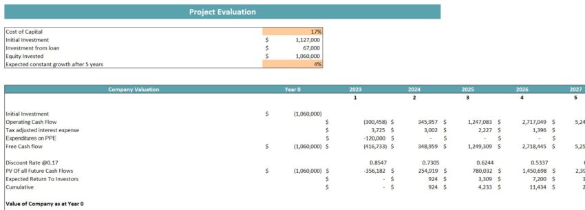 SaaS E-Commerce Software Excel Financial Model- Project Evaluation