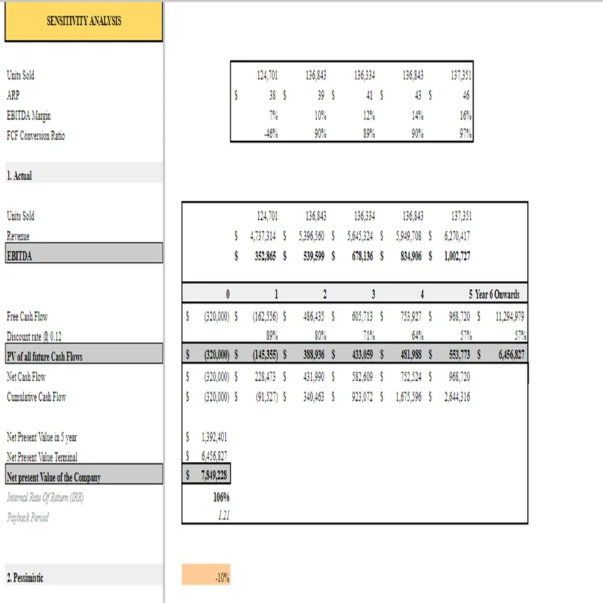 Brewery Financial Model - Sensitivity Analysis