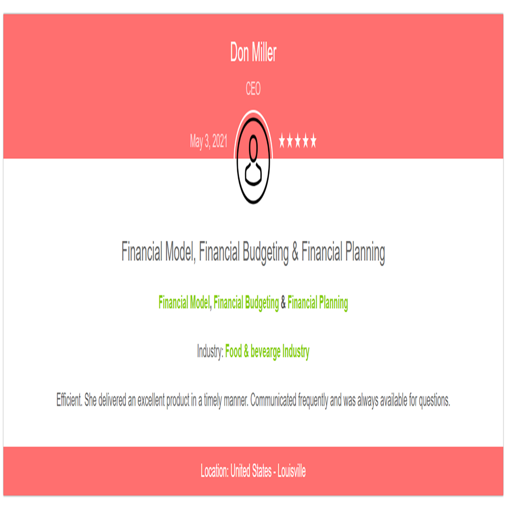 Brewery Financial Model - Testimonial