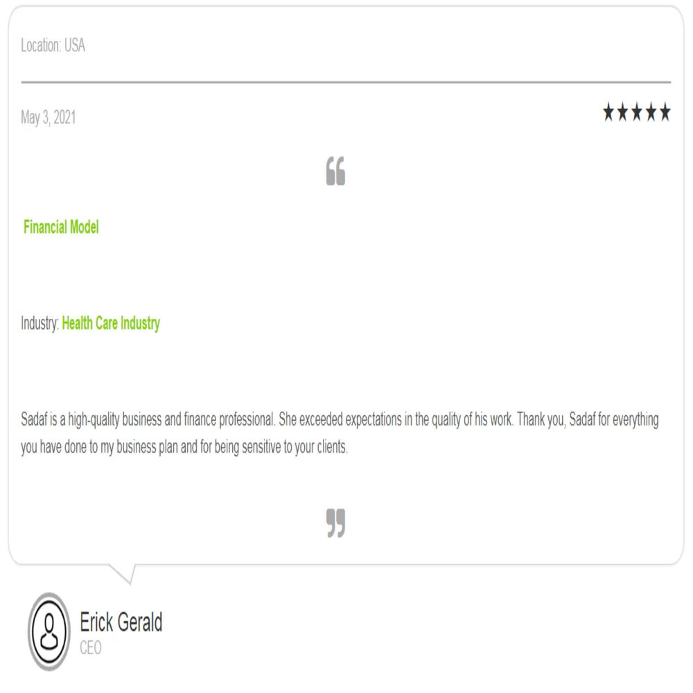 Fitness Center Excel Financial Model - Testimonial