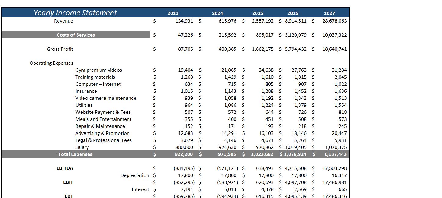 Online_Fitness_Consulting_Financial_Model- Yearly P&L