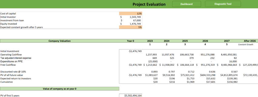 ecommerce b2b financial model excel template-project evaluation
