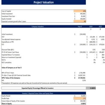 Cold Storage Excel Financial Model - Project Evaluation