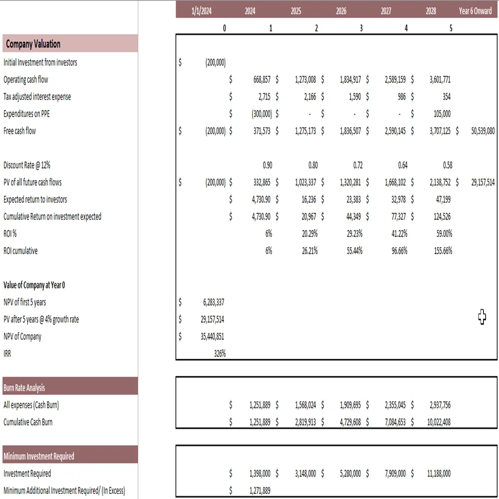 In-Home Health Care Excel Financial Model - Project Evaluation
