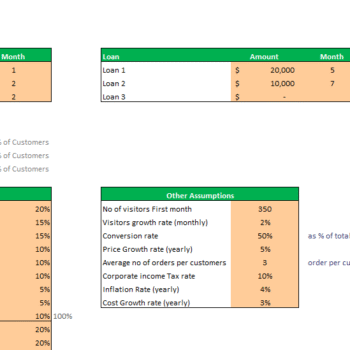Online Fashion Store Excel Financial Model - Input Sheet
