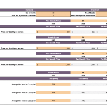 Salon Booth Rental Excel Financial Model - Input Sheet