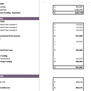 Salon Booth Rental Excel Financial Model - Startup Summary