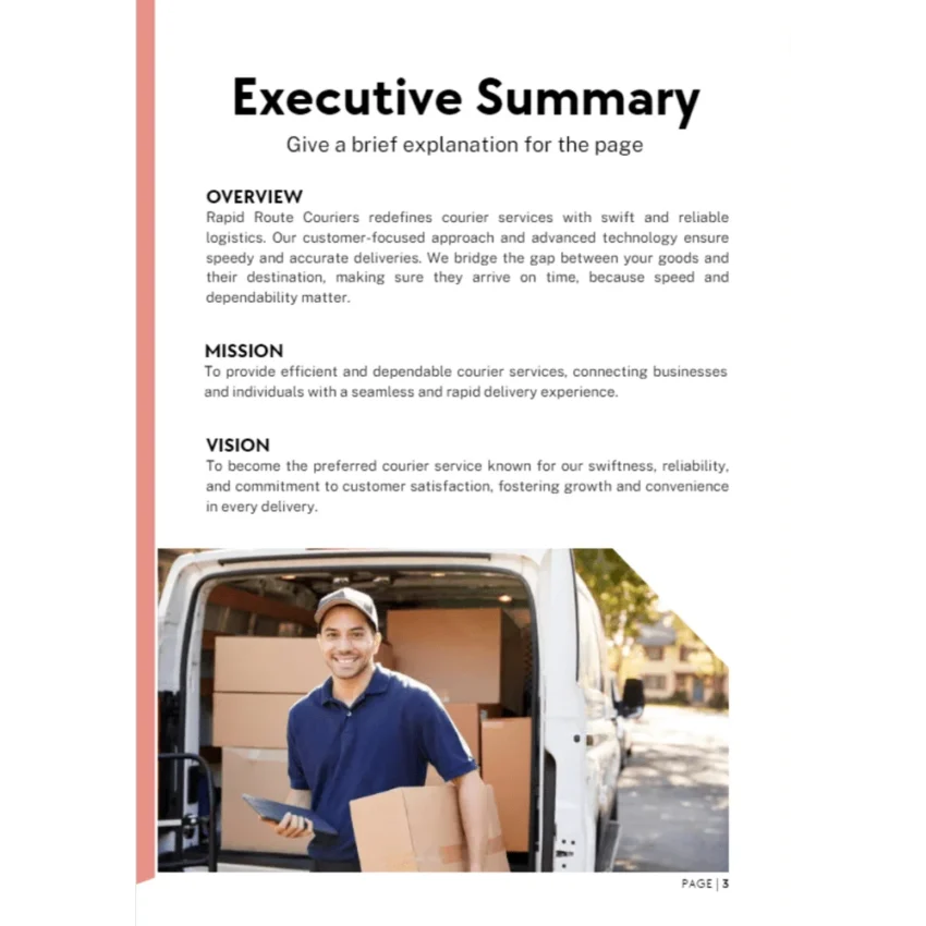Courier service business plan - Executive Summary