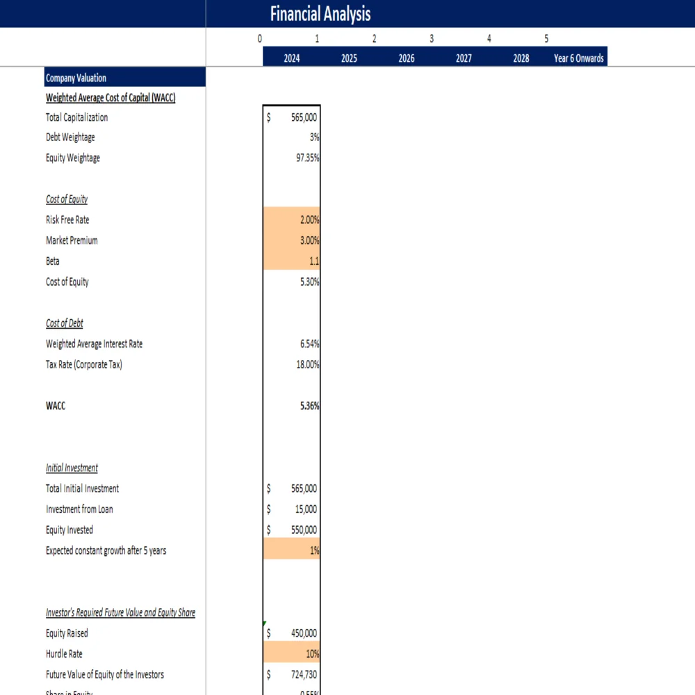 Dropshipping Excel Financial Model - Company Valuation