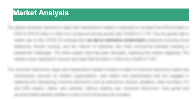 Electronic Repair Business Plan - Market Analysis