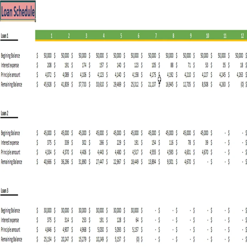 Food Truck Excel Financial Model Template-Loan Schedule