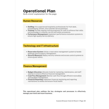 Hotel and resort business plan - Operational Plan