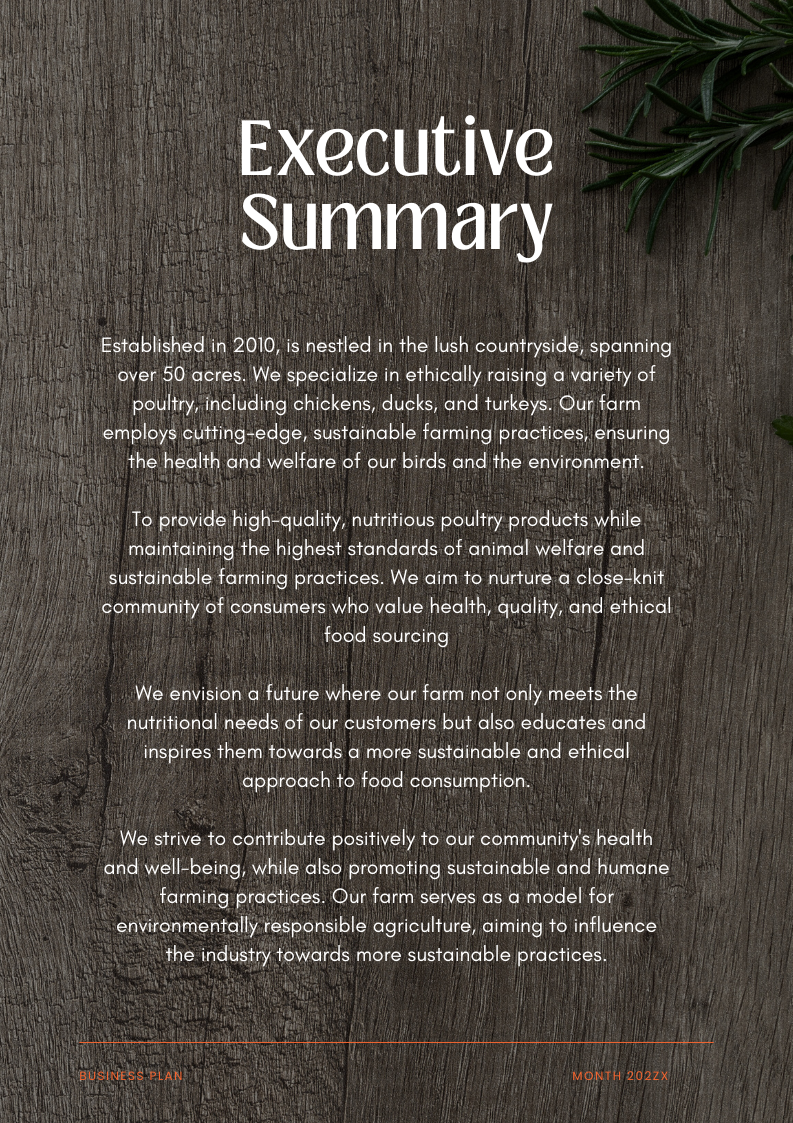 Meat Shop Business Plan Template - Executive Summary