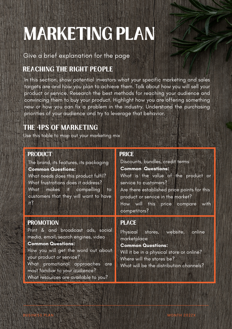 Meat Shop Business Plan Template - Marketing Plan