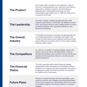 Medical Clinic Business Plan Template - Executive Summary