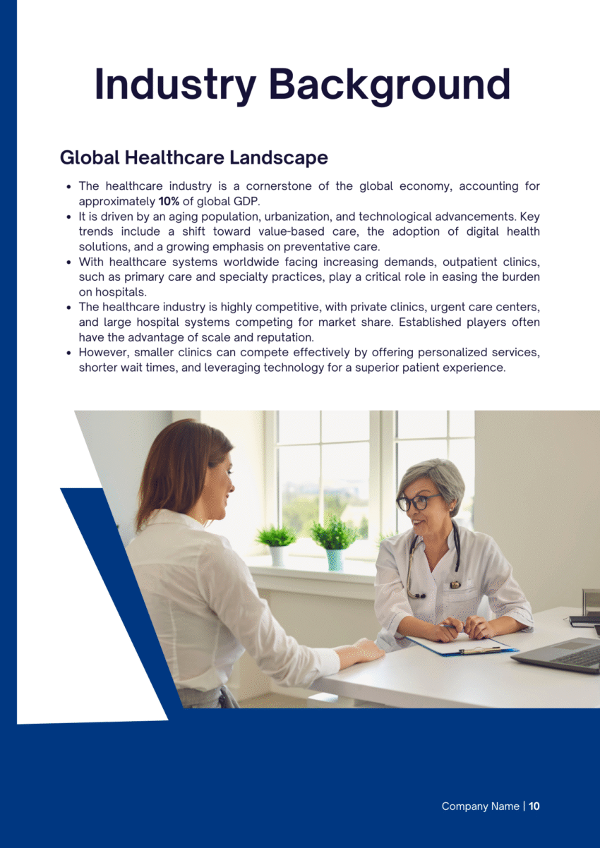 Medical Clinic Business Plan Template - Industry Background