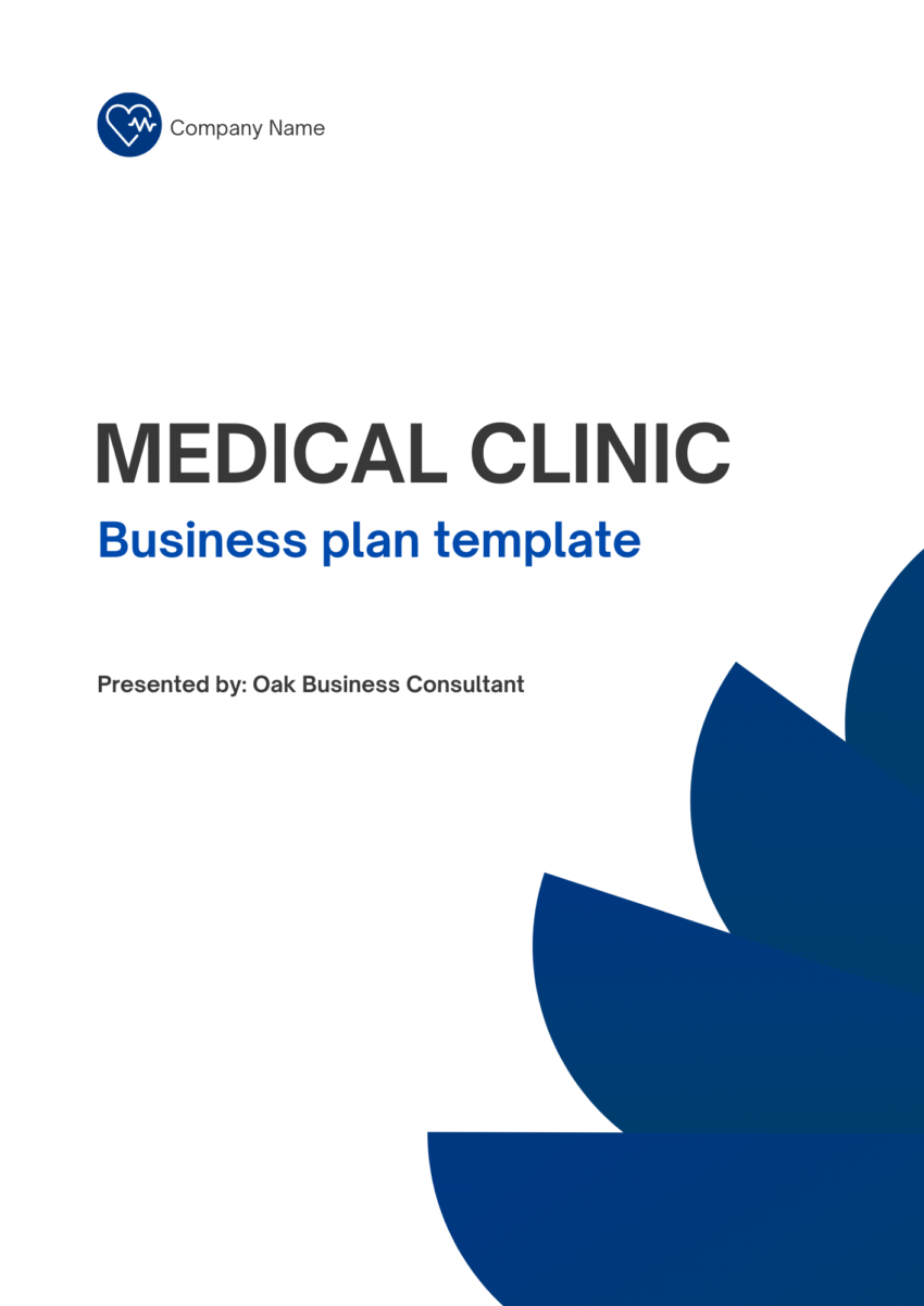 Medical Clinic Business Plan Template - Title Page