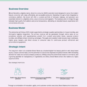 Online Cosmetic Store Business Plan Template - Introduction