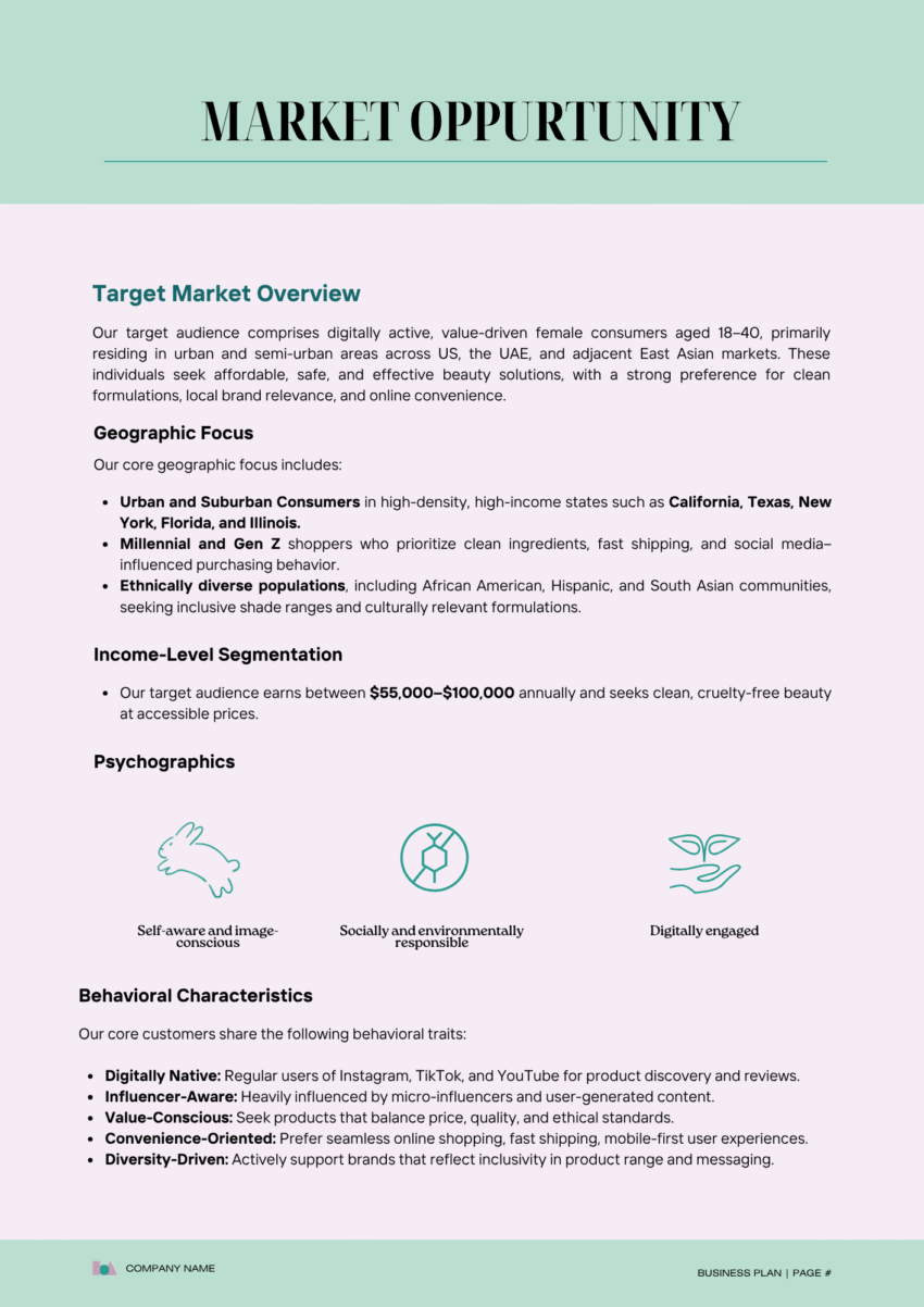 Online Cosmetic Store Business Plan Template - Market Opportunity