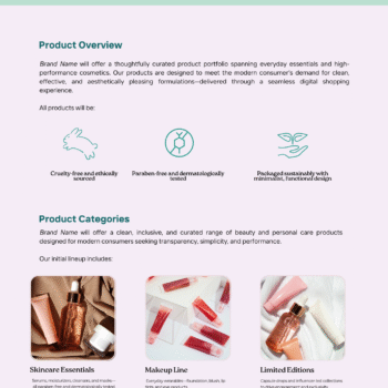 Online Cosmetic Store Business Plan Template - Products