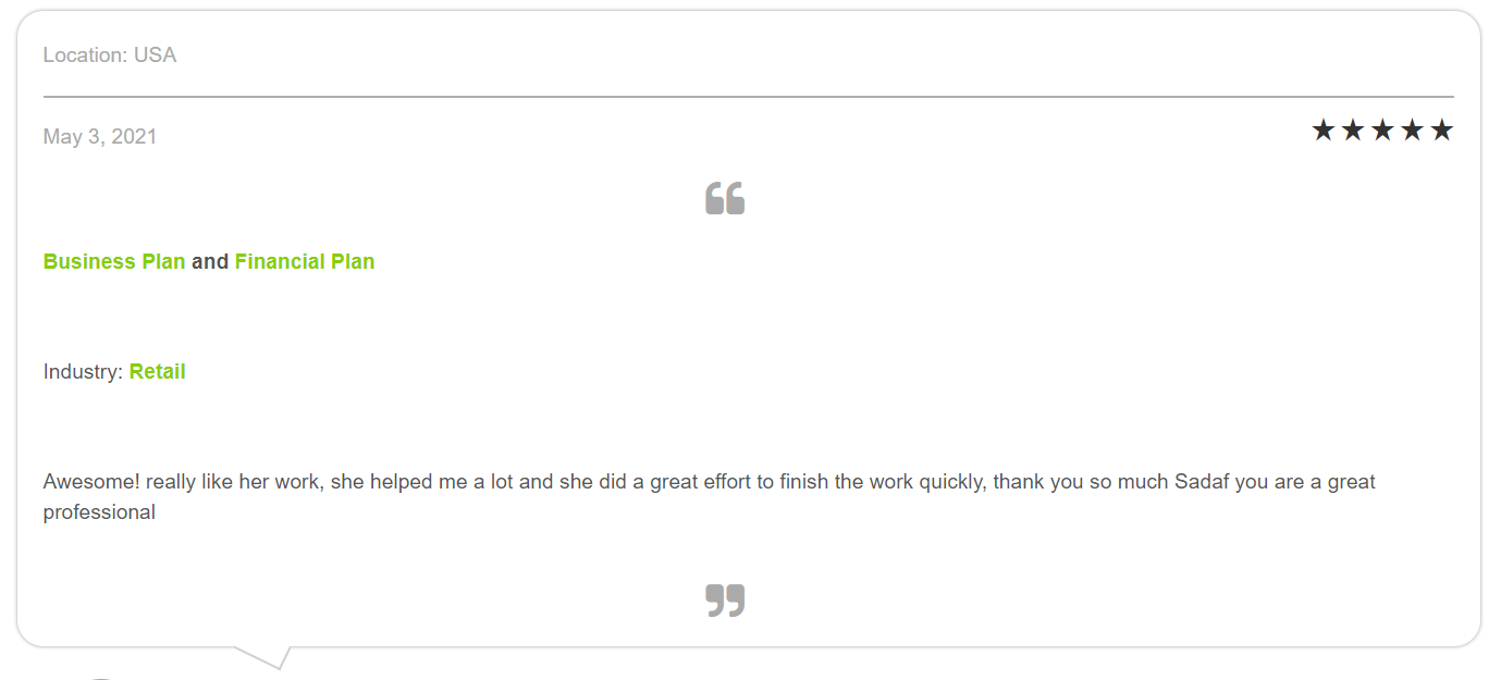 Online Organic Store Business Plan - Testimonial