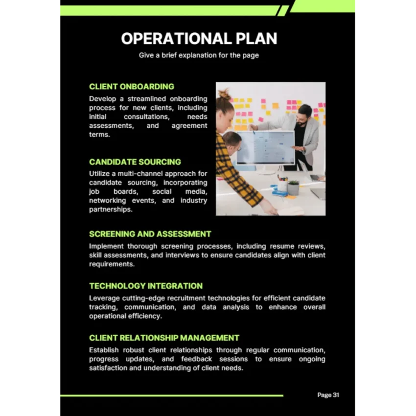 Online Recruitment Agency Business Plan - Operational Plan