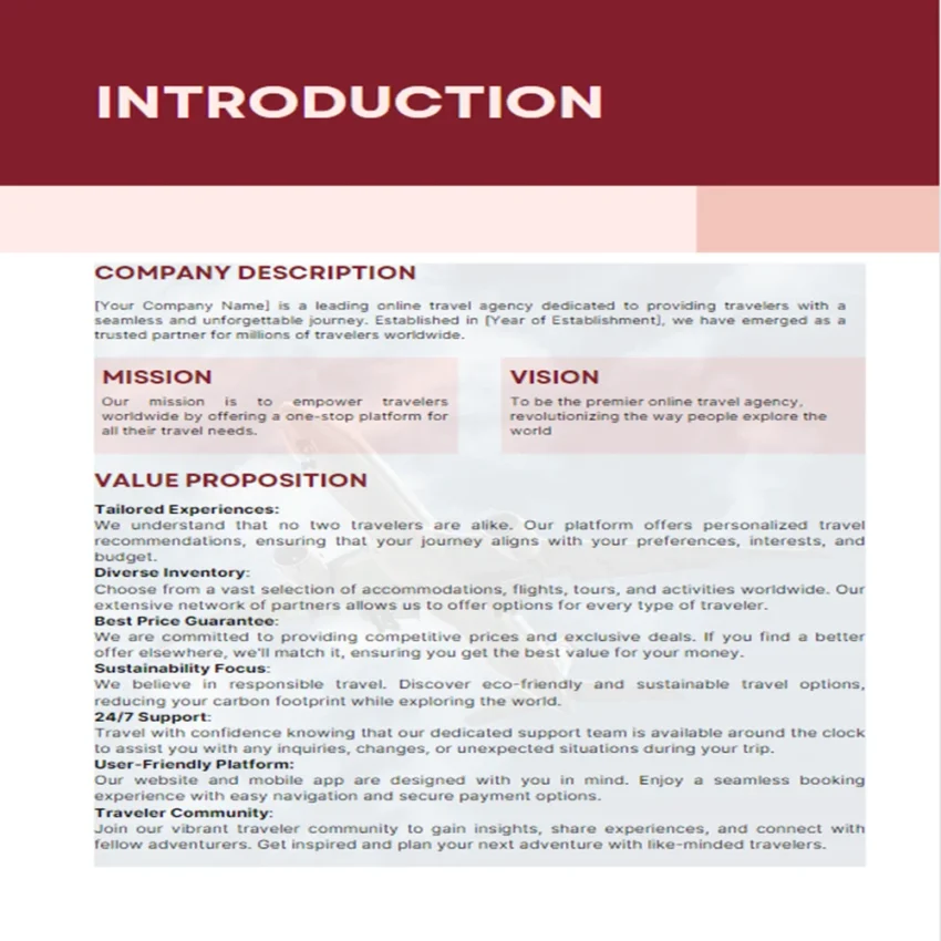 Online Travel Agency Business Plan-Introduction