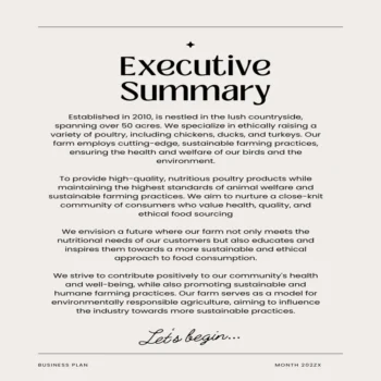 Poultry Farm Business Plan - Executive Summary