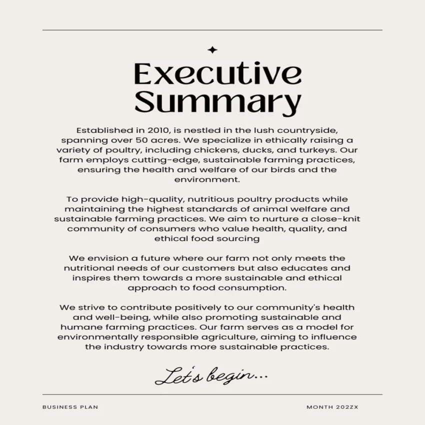 Poultry Farm Business Plan - Executive Summary