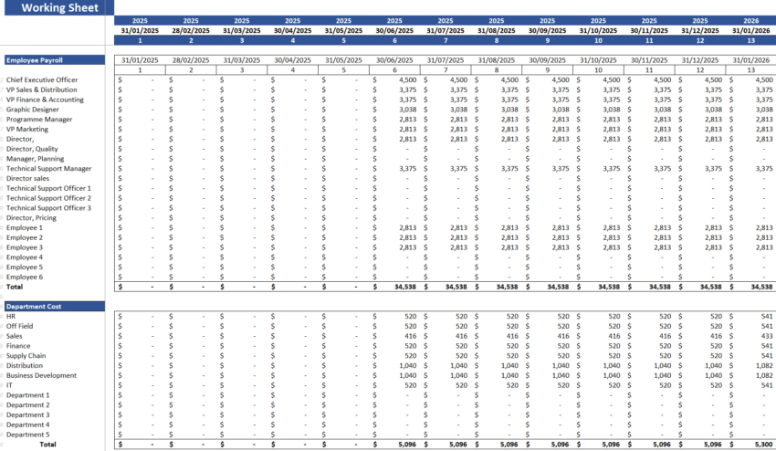 Website Hosting Financial Model Template - Working Sheet