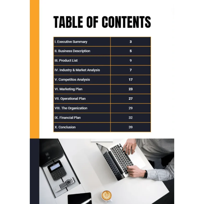 CRM Software Business Plan - Table of Contents