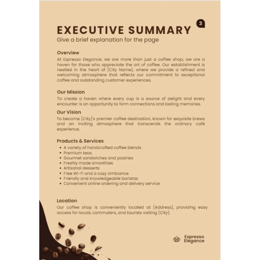 Coffee shop business plan - Executive Summary