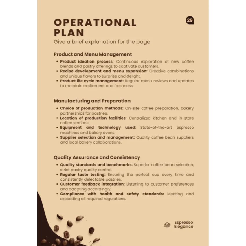 Coffee shop business plan - Operational Plan