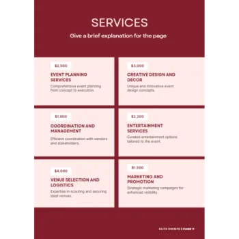 Event Management Business Plan - Services
