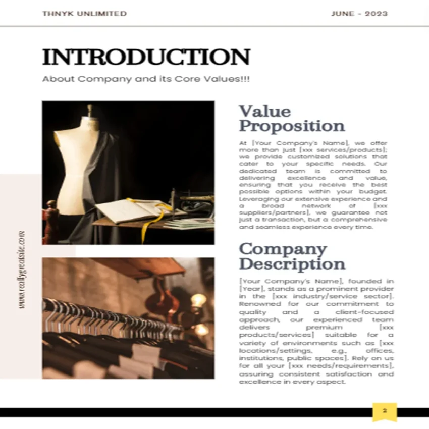 Fabric Shop Business Plan - Introduction