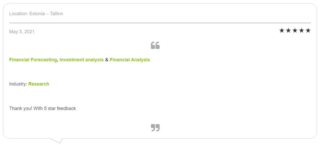 Financial Analysis - Testimonial