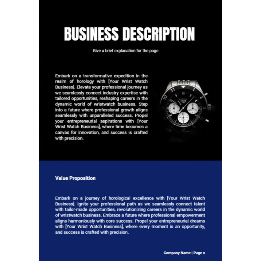 Wrist Watch Business Plan - Business Description