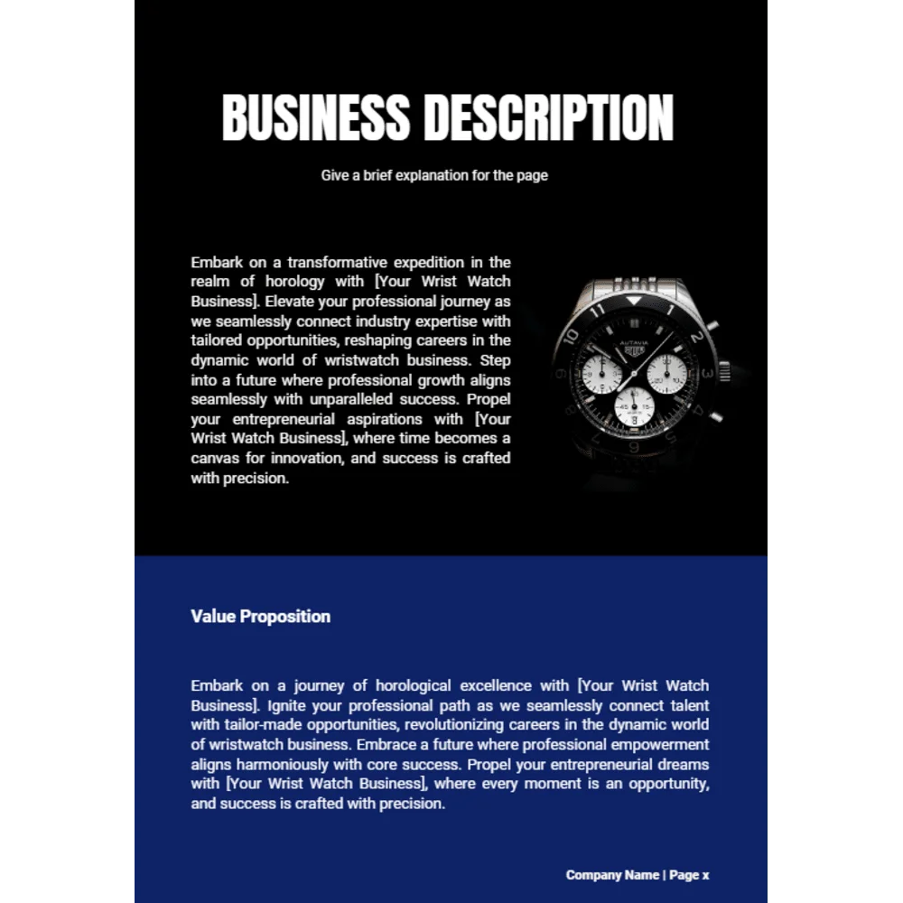 Wrist Watch Business Plan - Business Description