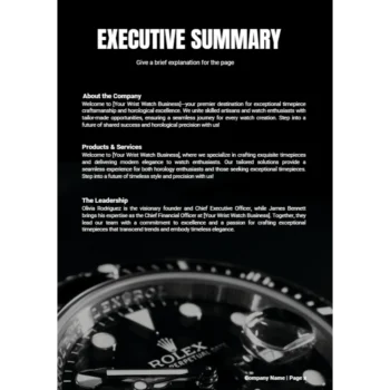 Wrist Watch Business Plan - Executive Summary