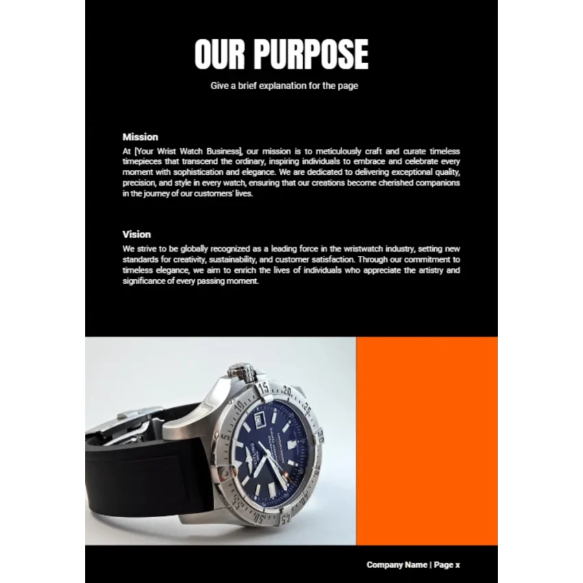 Wrist Watch Business Plan - Our Purpose