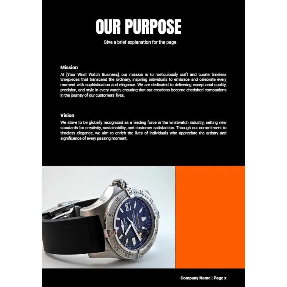 Wrist Watch Business Plan - Our Purpose