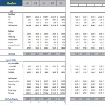 Chiropractor Model - Balance Sheet