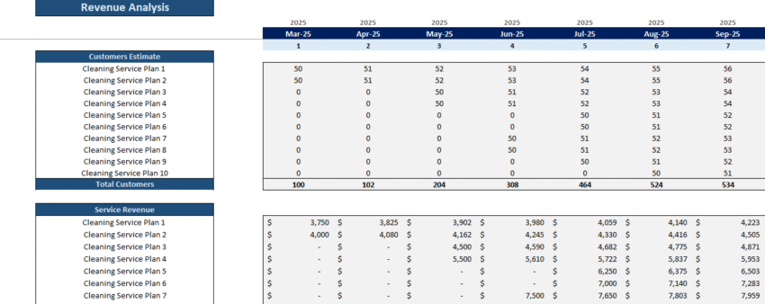 Cleaning Services Financial Model - Revenue Analysis