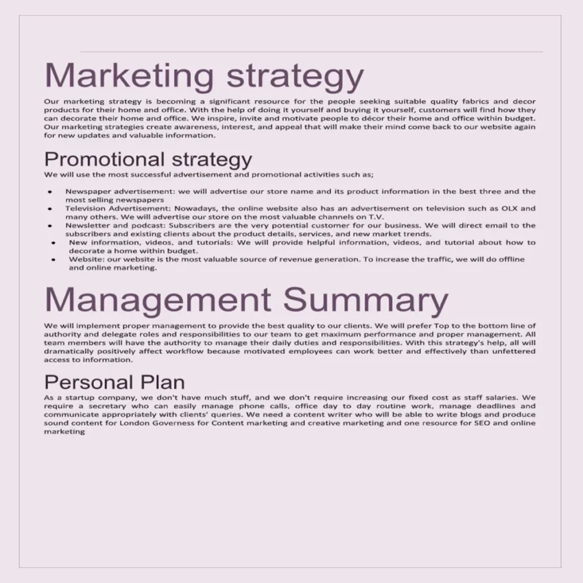 Governess Business Plan Template-Marketing Plan
