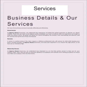 Governess Business Plan Template-Services