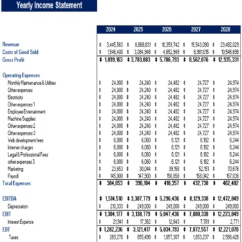 Law Firm Excel Financial Model Projection Template - Income Statement