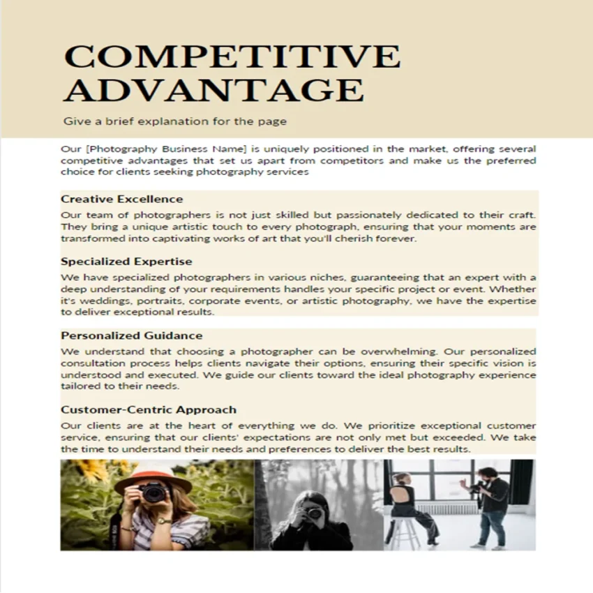 Photography Business Plan-Competitive Advantage