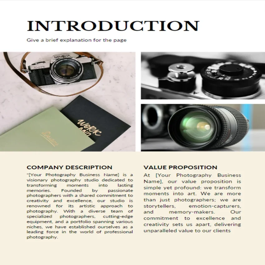 Photography Business Plan-Introduction