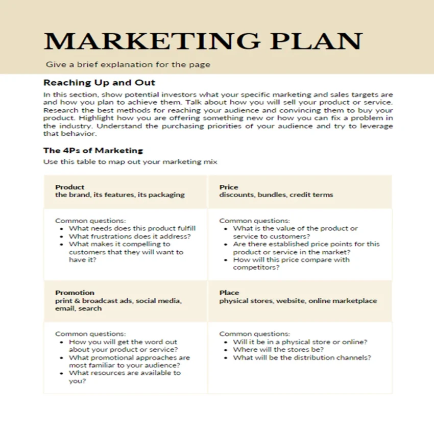 Photography Business Plan-Marketing Plan 4ps
